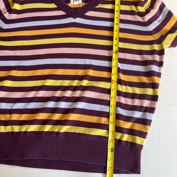 PACT Sz M Stretch V Neck Pullover Knit Sweater Organic Cotton Multicolor - Picture 4 of 11